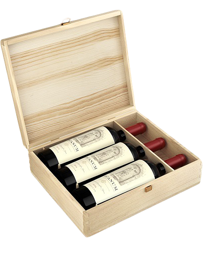 3 flessen Arcanum in houten kistje 2012-2014-2016
