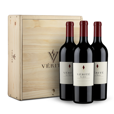 Single vineyard-pakket 2019 met 3 flessen in originele houten kistje