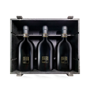 3 flessen Feudi Studi Rosamilia Taurasi verticale proeverij in houten kistje 2014-2016-2018