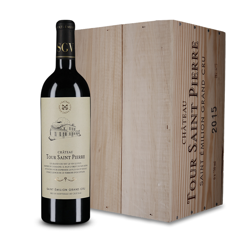 6 flessen Saint-Émilion Grand Cru in houten kistje 2015
