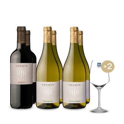 3x2 Cantina Tramin + 2 wijnglazen